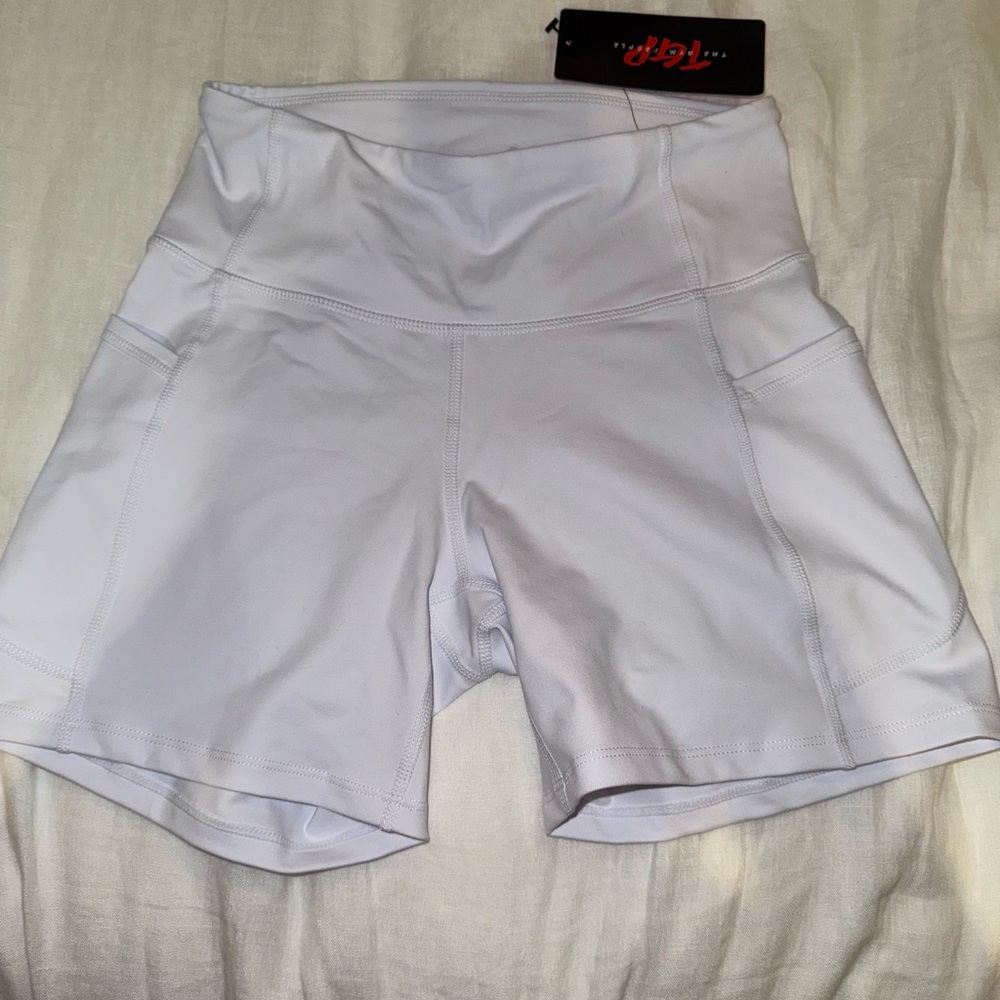 Women's White High-Waisted Shorts